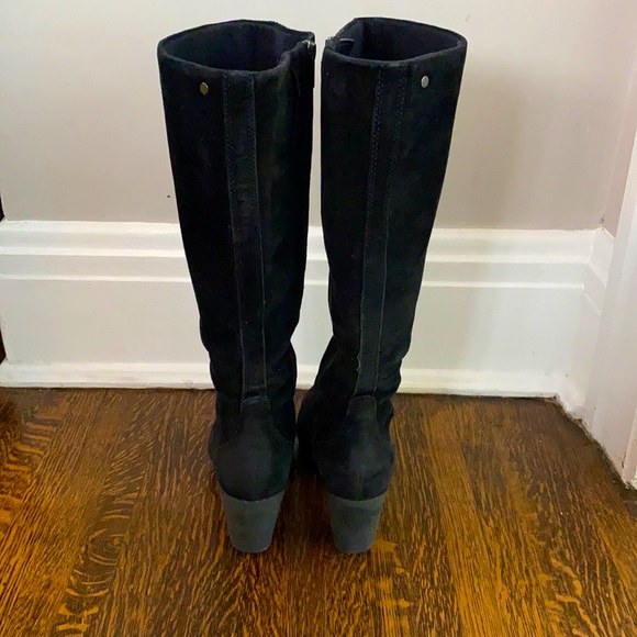 Clarks Black Suede All-Weather Heeled Boots - Picture 2 of 8